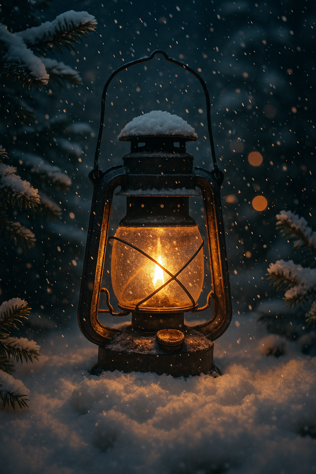 Lanterne dans la Neige
